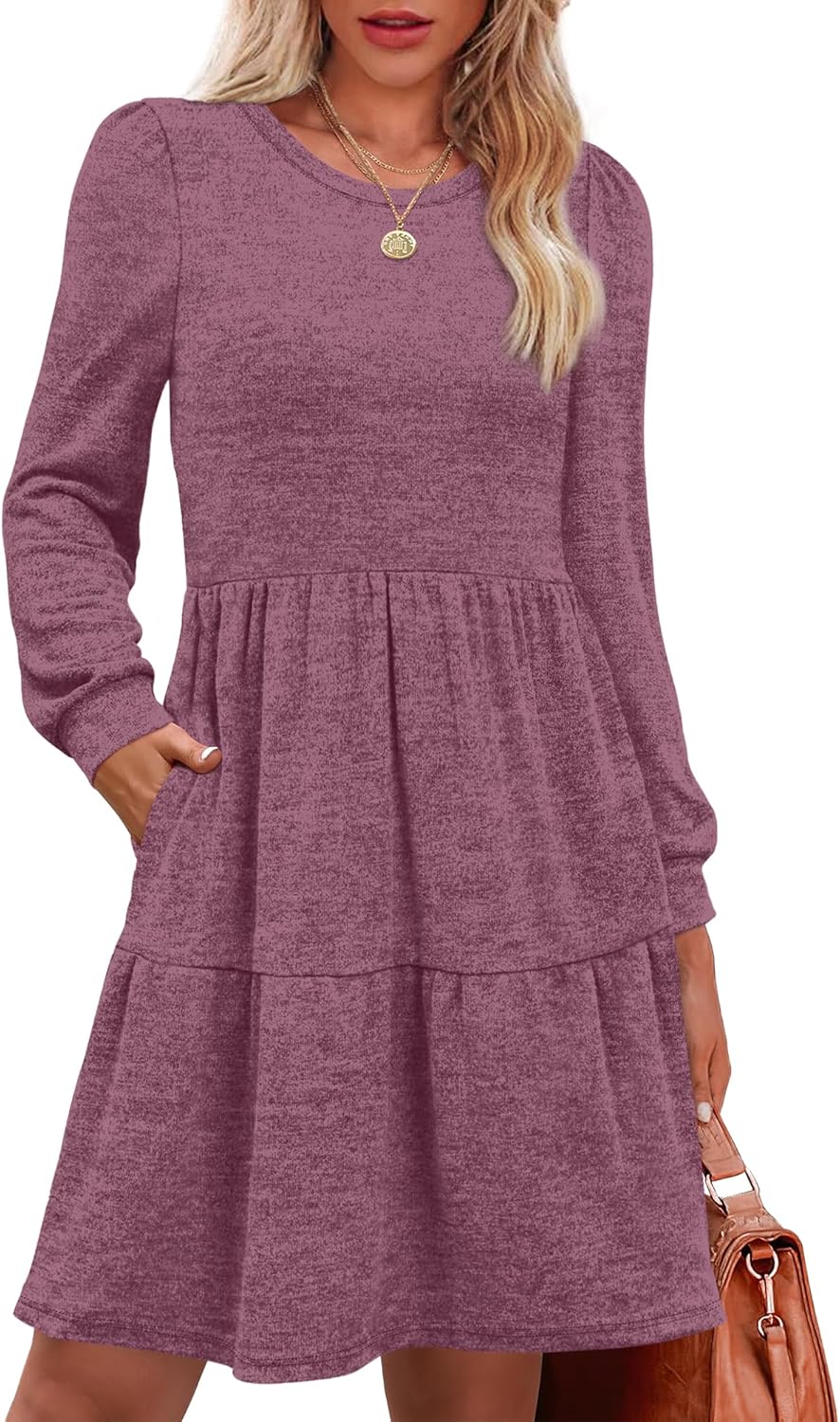 OFEEFAN Womens Long Sleeve Fall Dresses with Pockets for 2025