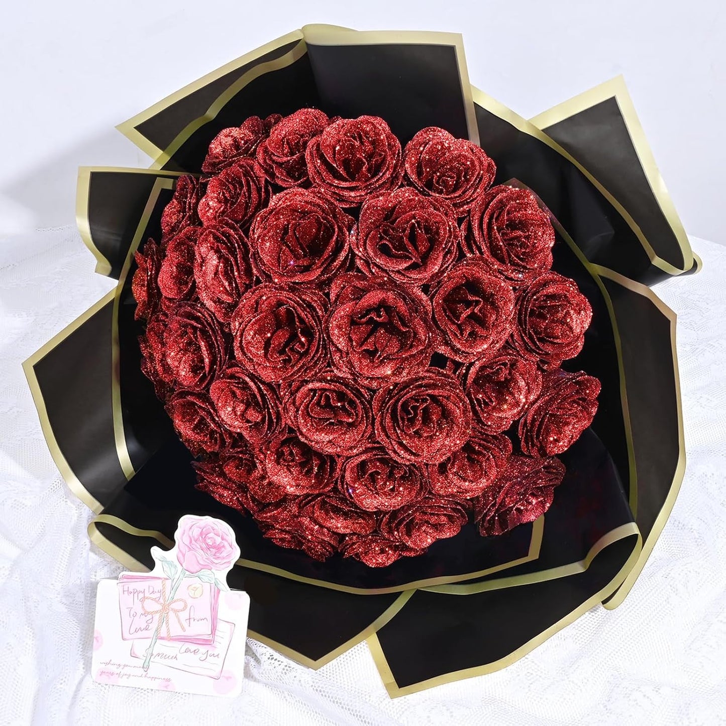DIY Glitter Roses Bouquet for Everlasting Love and Elegance