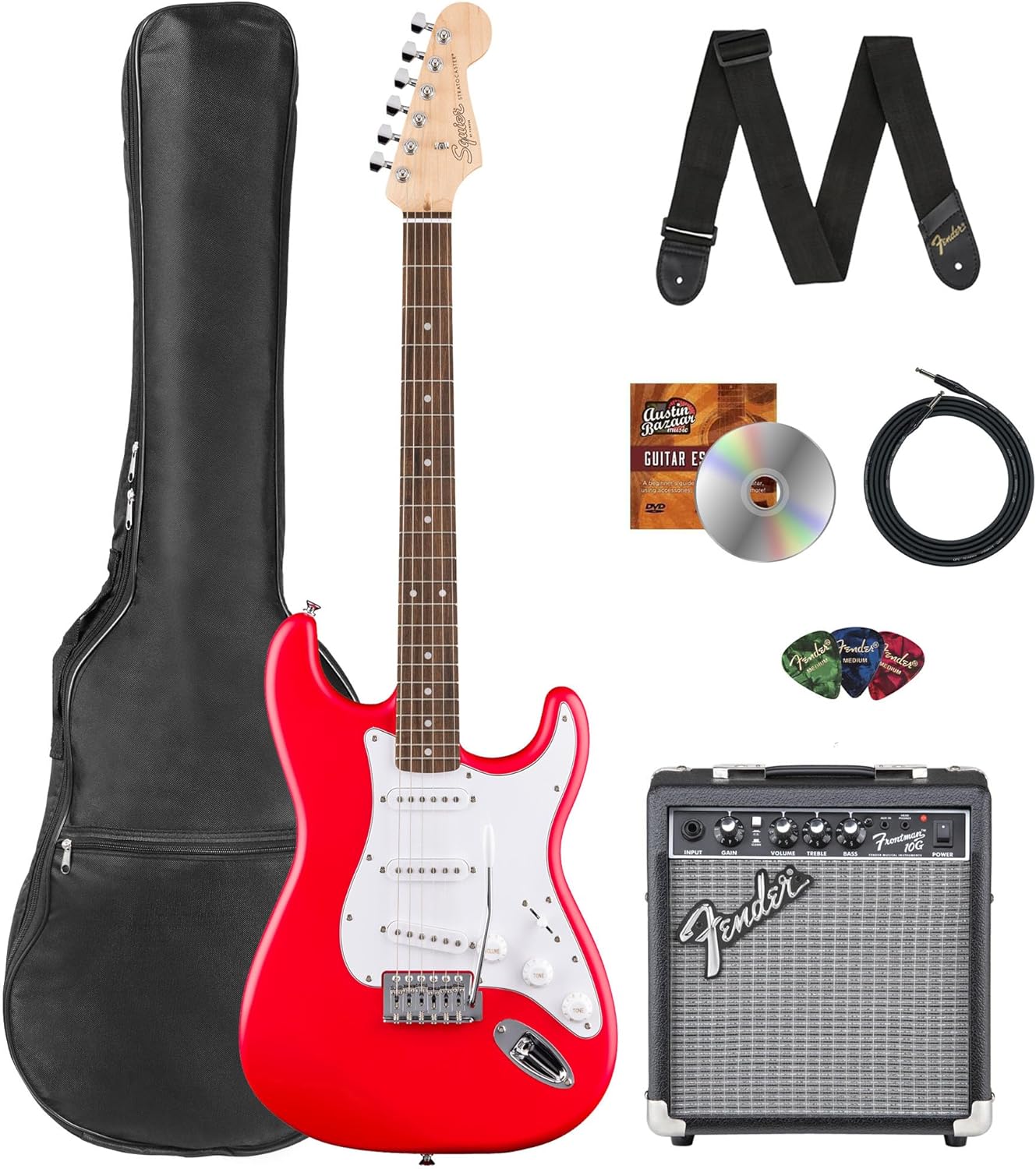 Fender Squier Stratocaster Bundle with Amplifier and Accessories