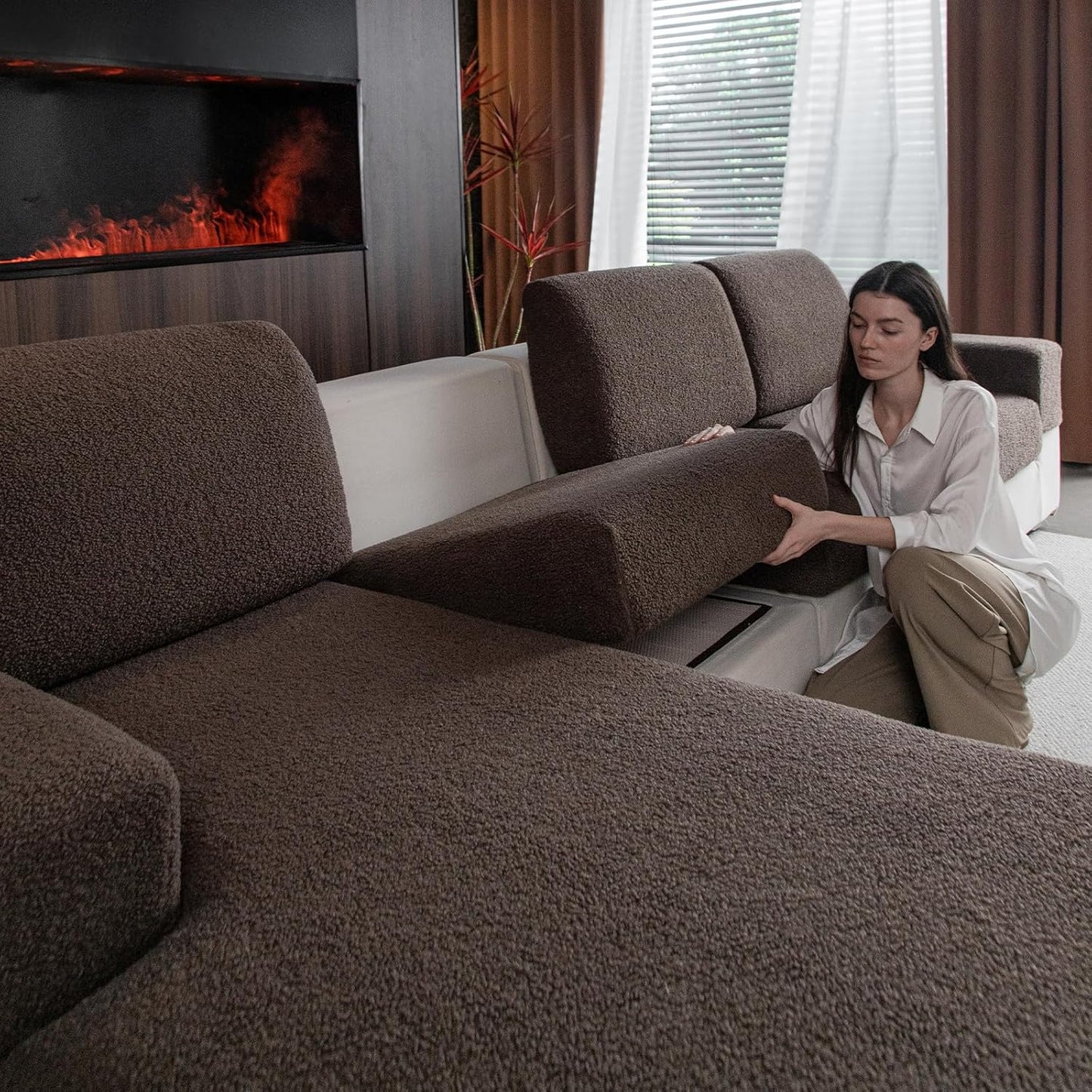 Couch Cushion Covers for Sectional Sofa, Soft and Washable