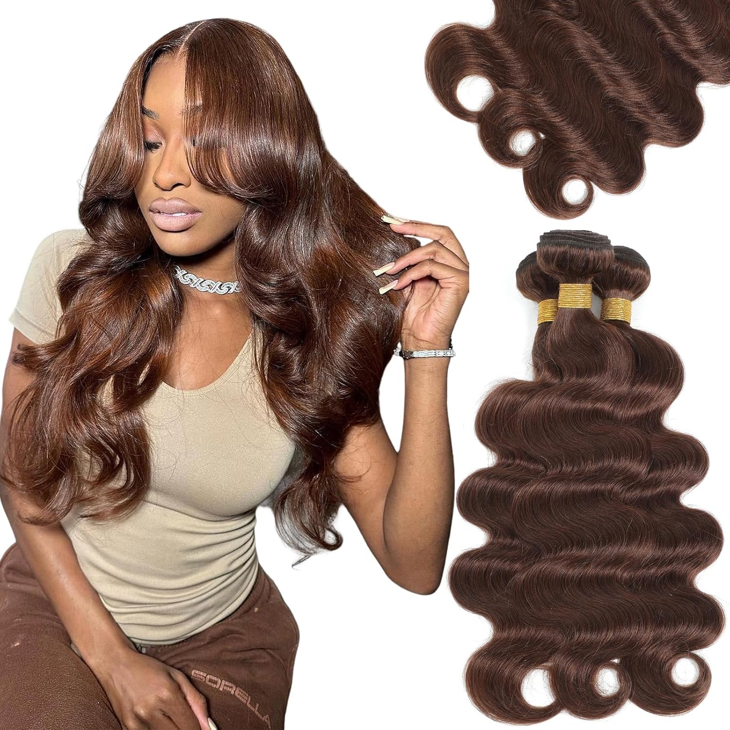 Kapelli Brown Human Hair Bundles for Stunning Body Wave Styles