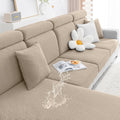 Chaise L Shape Couch Cushion Covers Camel - Waterproof Stretch