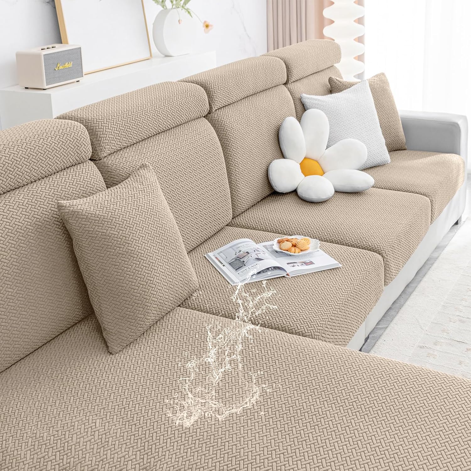 Smiry Waterproof Couch Cushion Covers for Pets and Kids