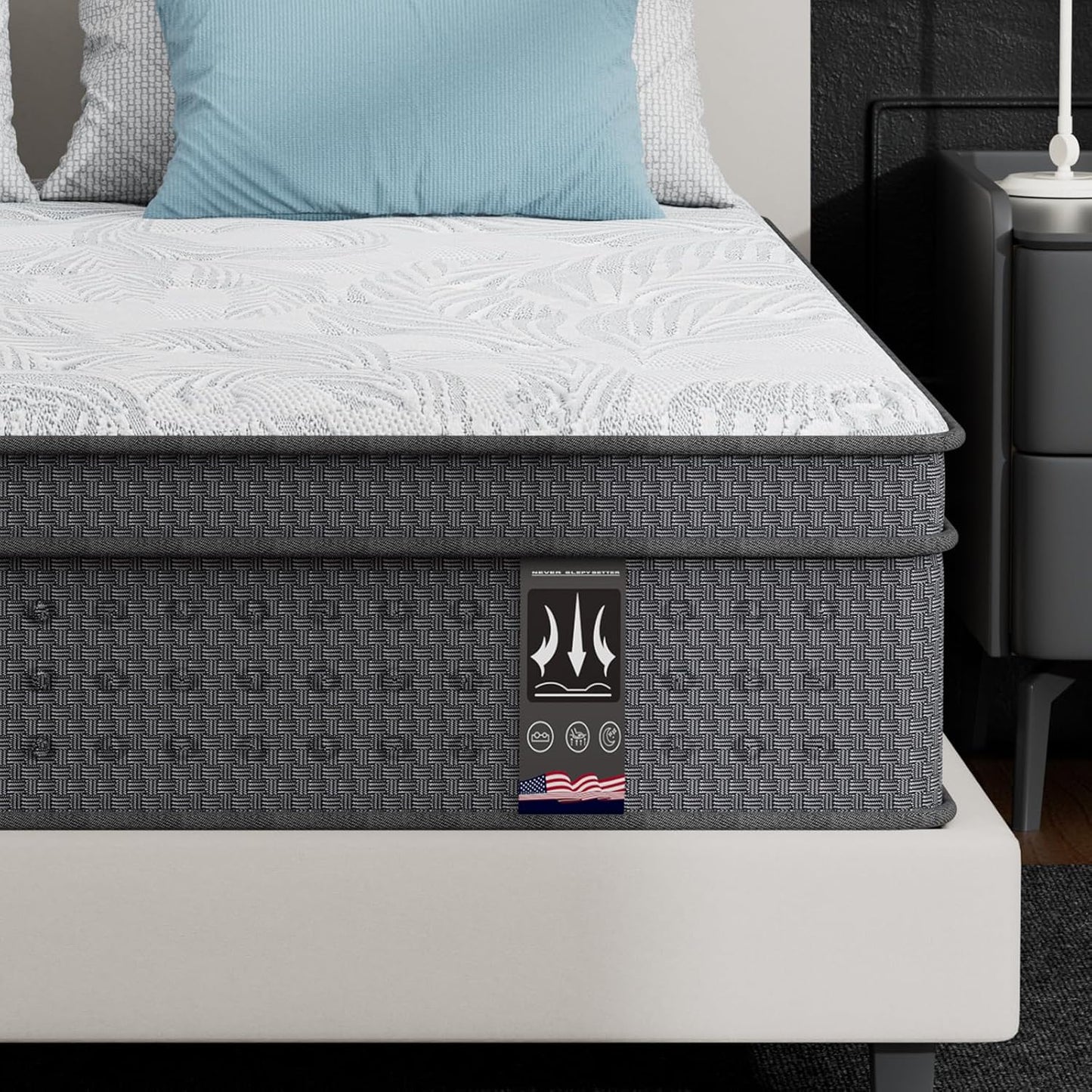Caking Mattress 14 Inch Hybrid for Kids, Medium Plush Comfort