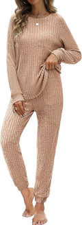 Womens Ribbed Knit Lounge Set 2 Piece - Cozy Everyday Loungewear