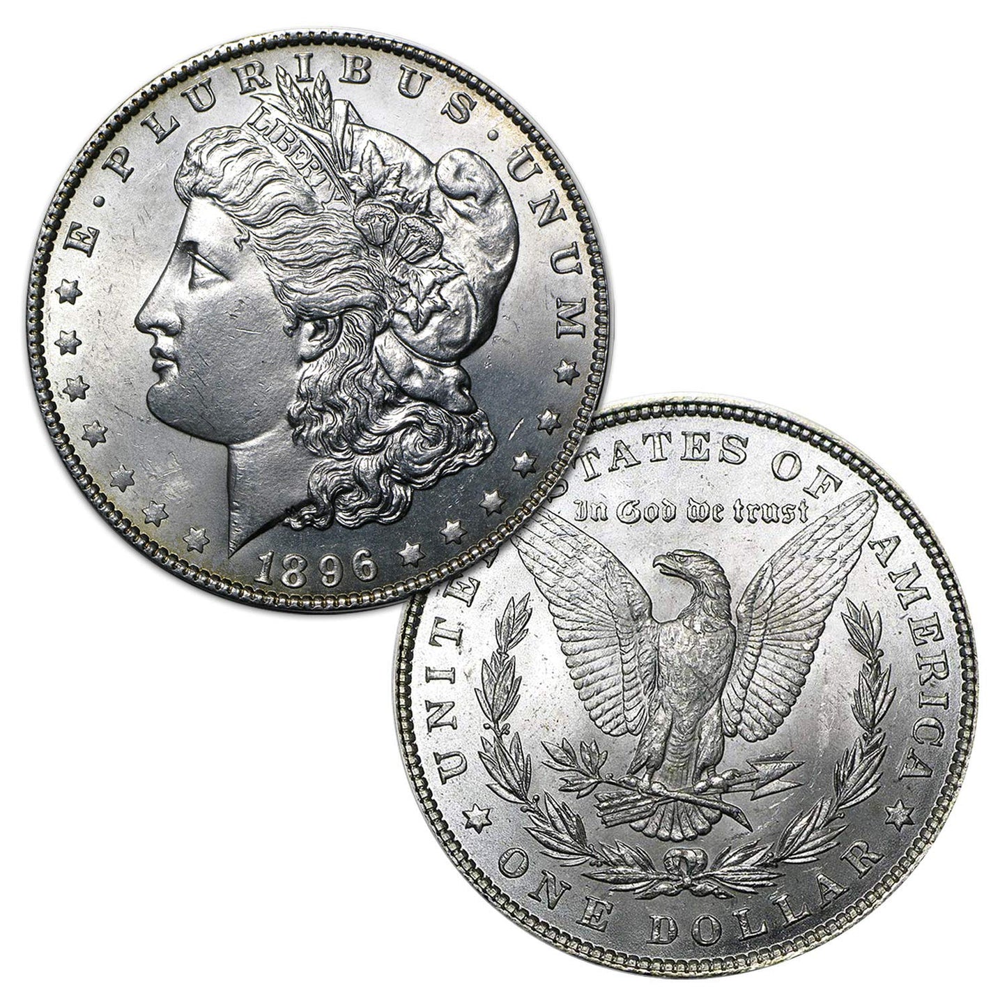 USA 1896 P Morgan Silver Dollar Coin - Brilliant Uncirculated