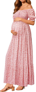 Maternity Dress Baby Shower Maxi Off Shoulder Floral - Comfortable Fit