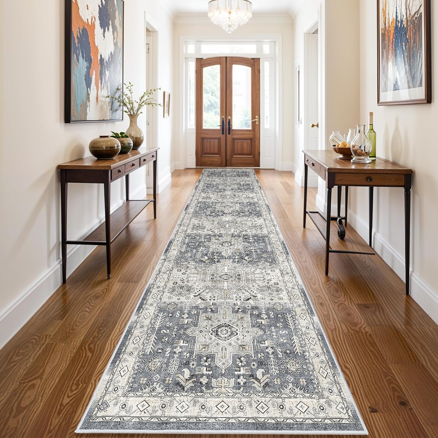 Washable Hallway Runner Rug 3x14: Soft Non Slip Rug Runner