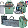 Diaper Bag Backpack Green Grey - Large Capacity Detachable Changing