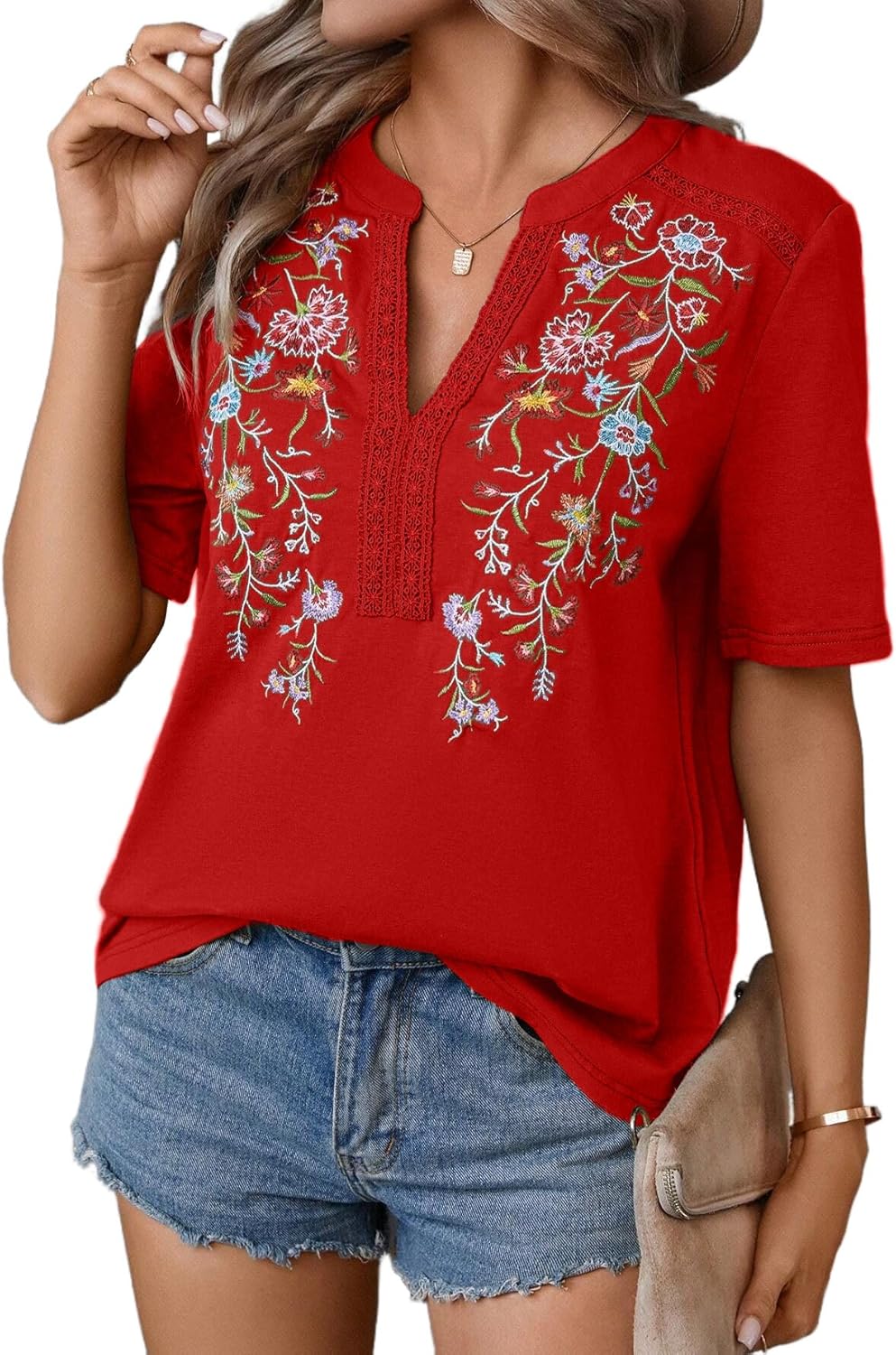 Mexican Shirts for Women: Embroidered Floral Summer Blouse