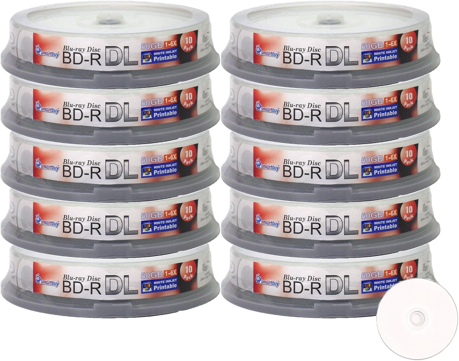 Smartbuy 50GB 6X Blu-ray BD-R DL Blank Discs for High-Quality Storage