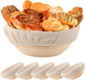 9 inch Round Banneton Bread Proofing Basket Set of 5 - Natural Rattan