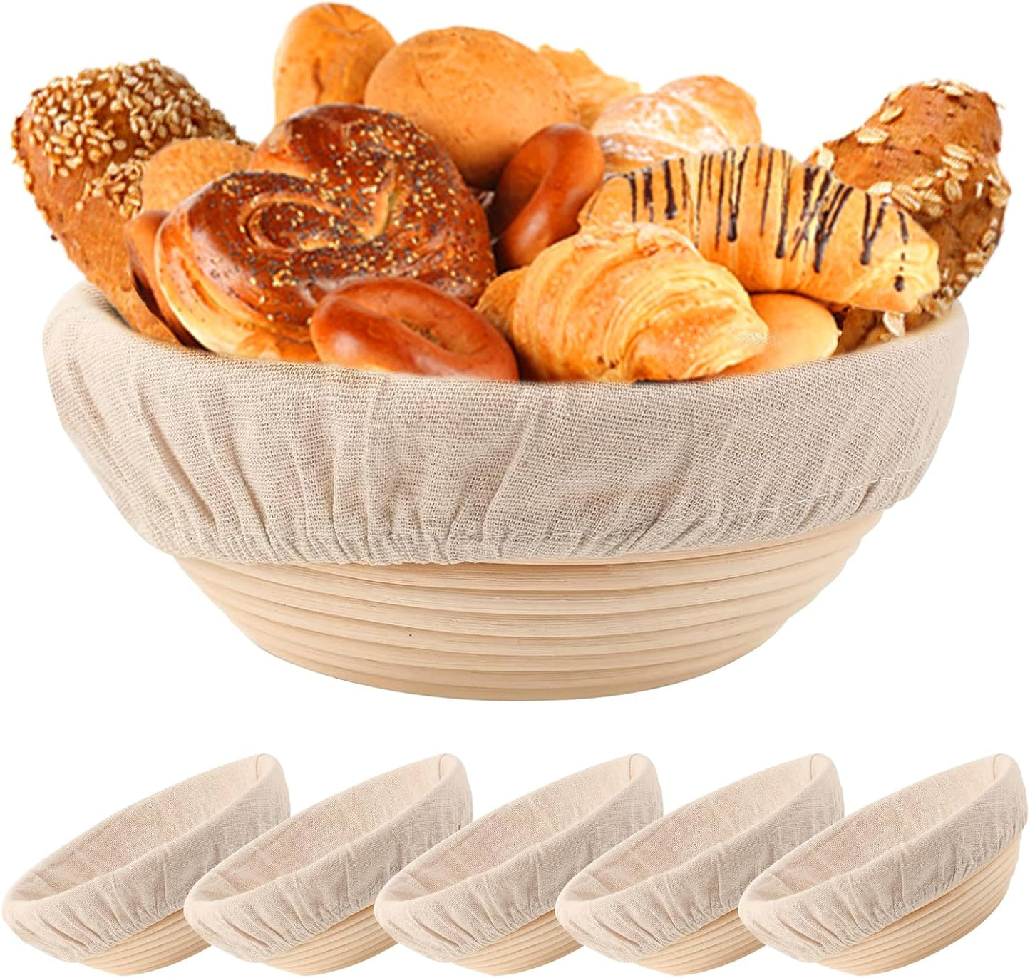 9 inch Round Banneton Bread Proofing Basket Set for Sourdough