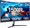 SANSUI 24 Curved Gaming Monitor: 180Hz, 1ms Response, Freesync