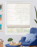 Roman Shades for Windows 35 in x 64 in Pacific White - Semi-Sheer