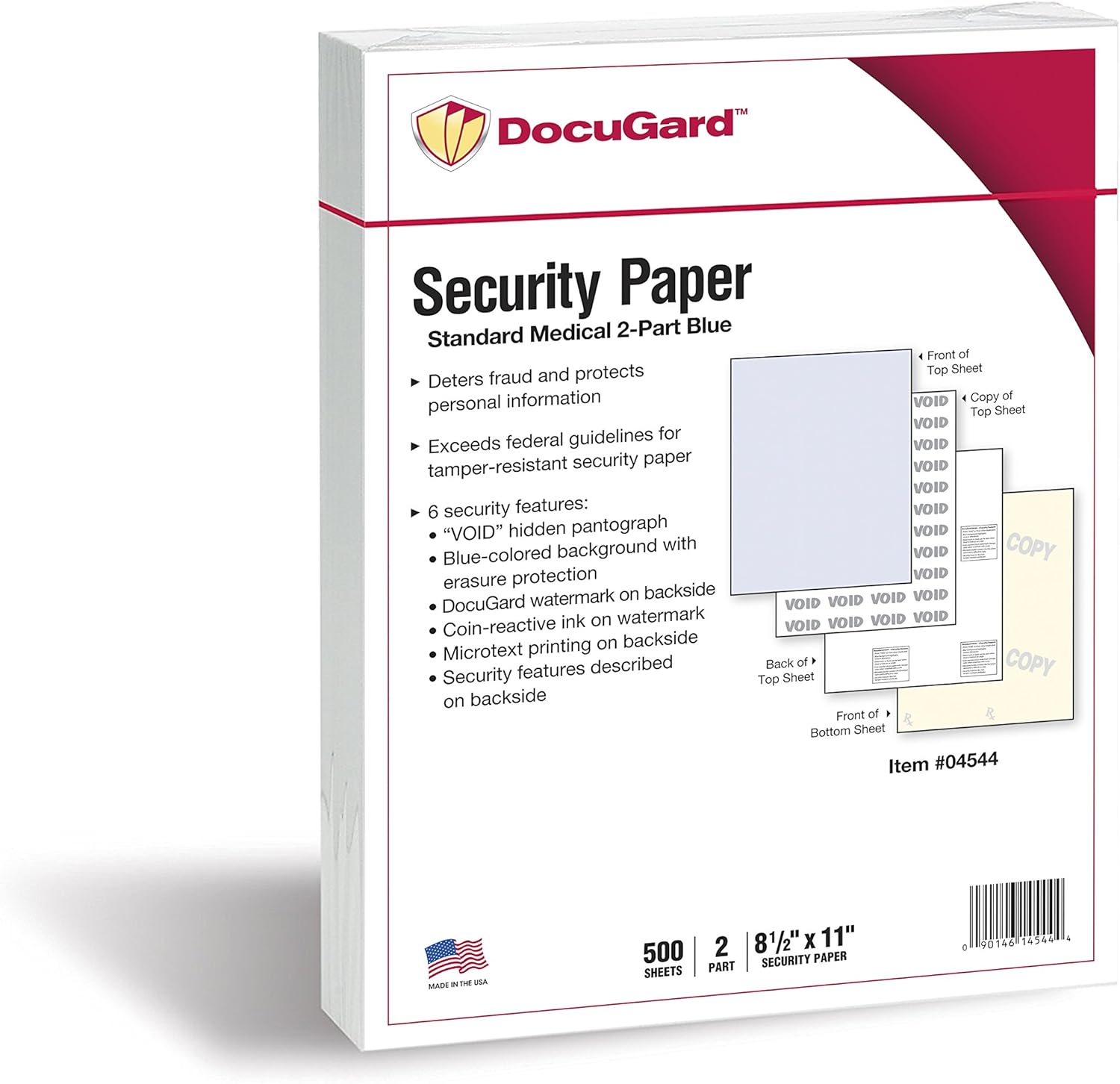 DocuGard Standard Blue/Canary Medical Security Paper for Prescriptions