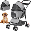 4 Wheels Dog Stroller with Detachable Carrier - Foldable Pet Strolling