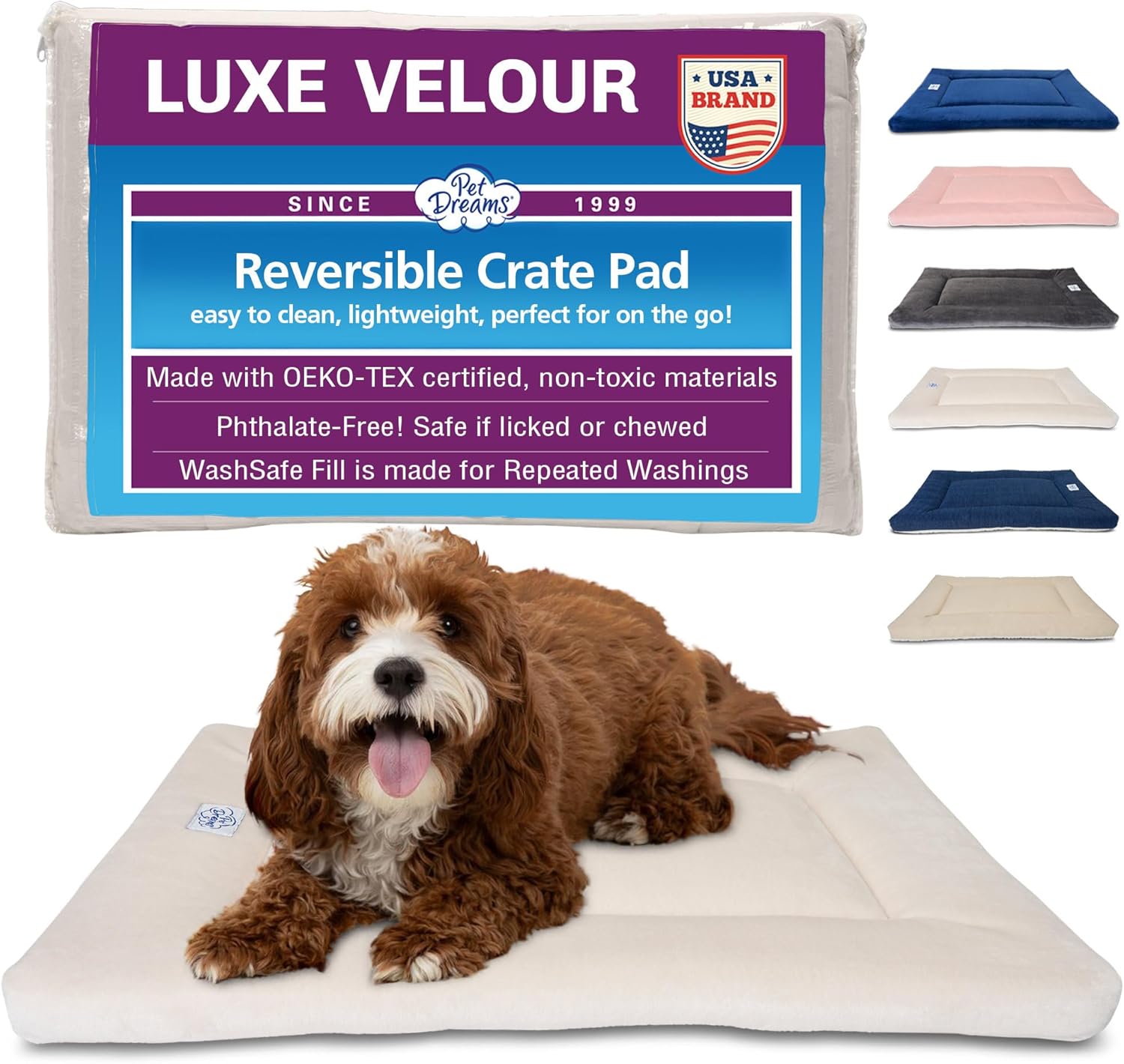 Pet Dreams Dog Crate Pad - Washable Non-Toxic Kennel Mat