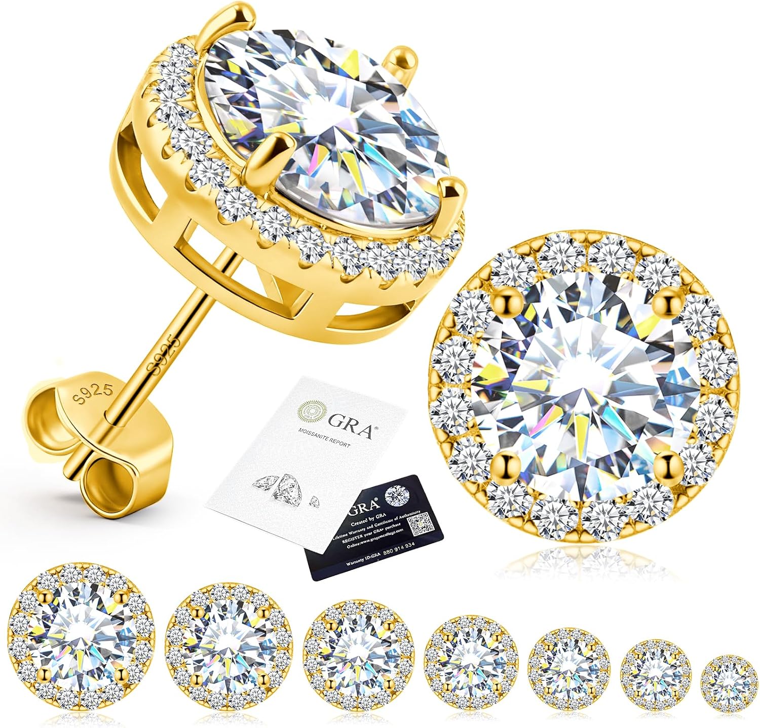 Jewelry Moissanite Stud Earrings in S925 Sterling Silver Gift