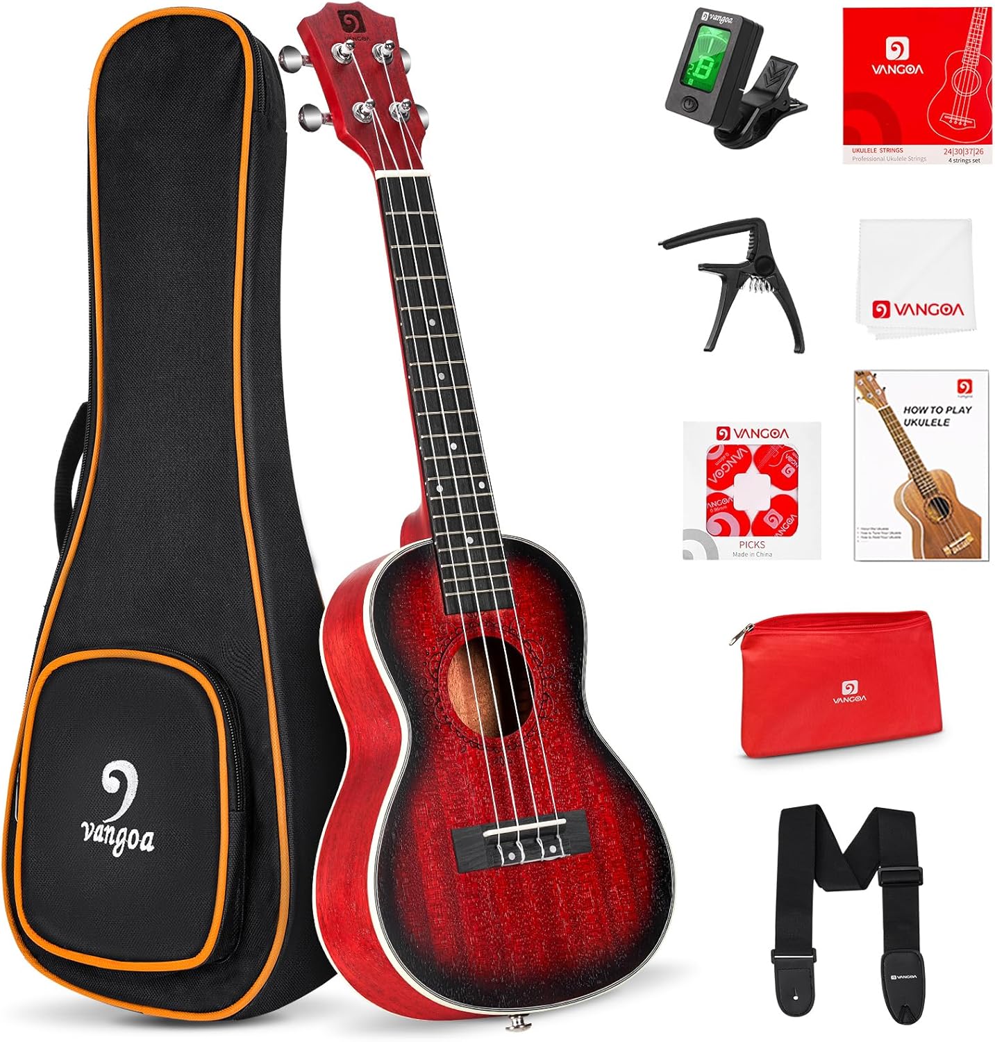 Vangoa 23 Inch Ukulele Kit for Beginners with Gig Bag and More