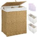 Greenstell Laundry Hamper with Lid 110L - Two-Section Foldable Basket