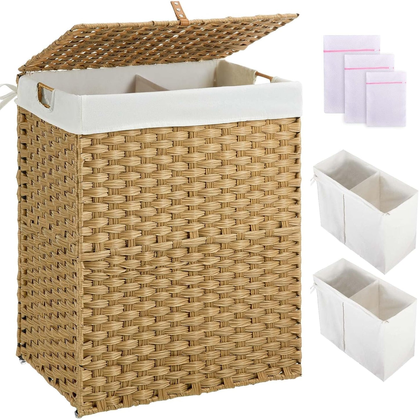 Greenstell Laundry Hamper with Lid and Removable Liner Bags