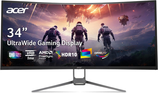Acer Nitro 34 Curved Gaming Monitor | Immersive 3440x1440 QHD | 120Hz Refresh | AMD FreeSync