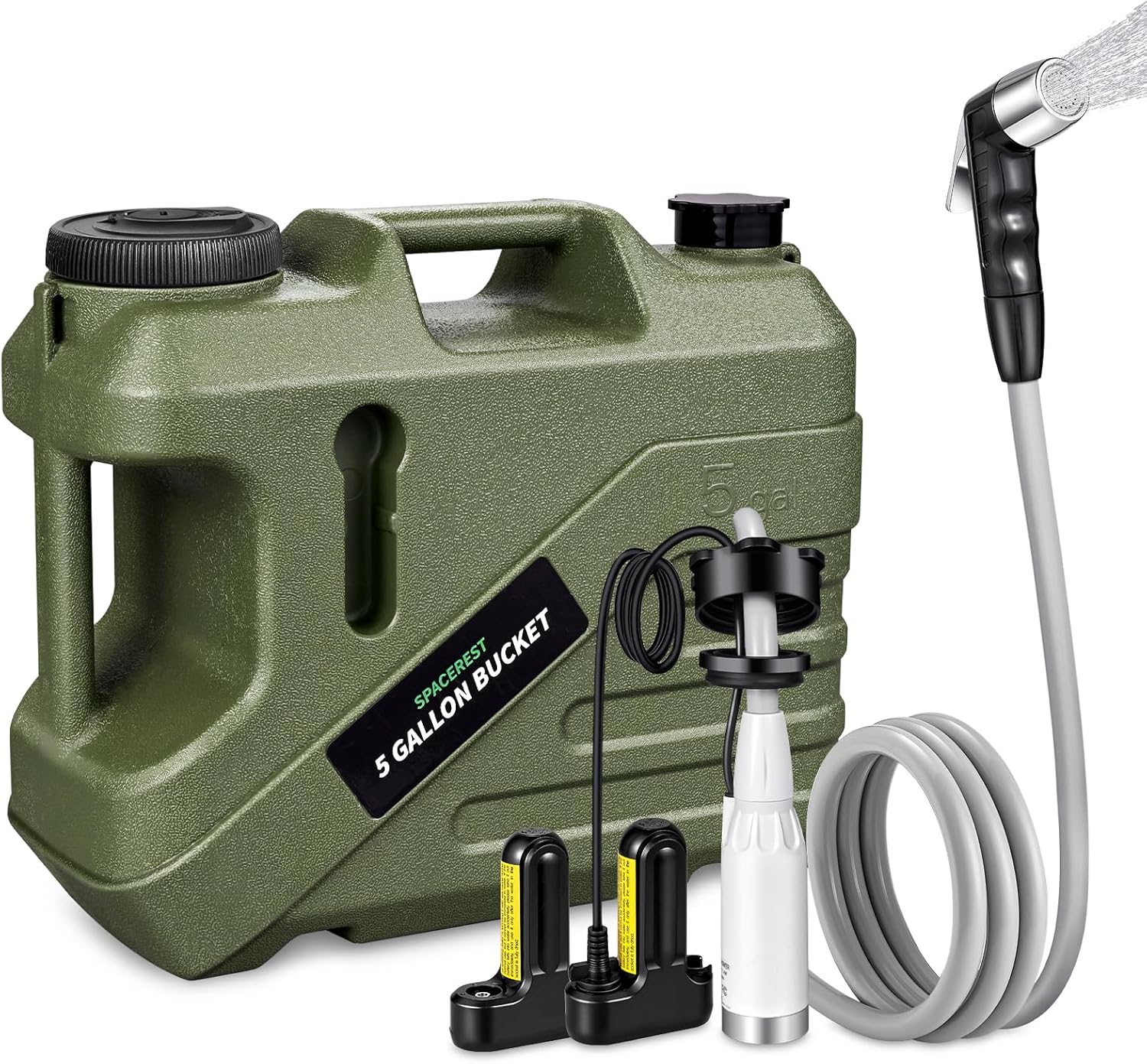 Portable Shower for Camping with 5-Gallon Water Jug and Batteries