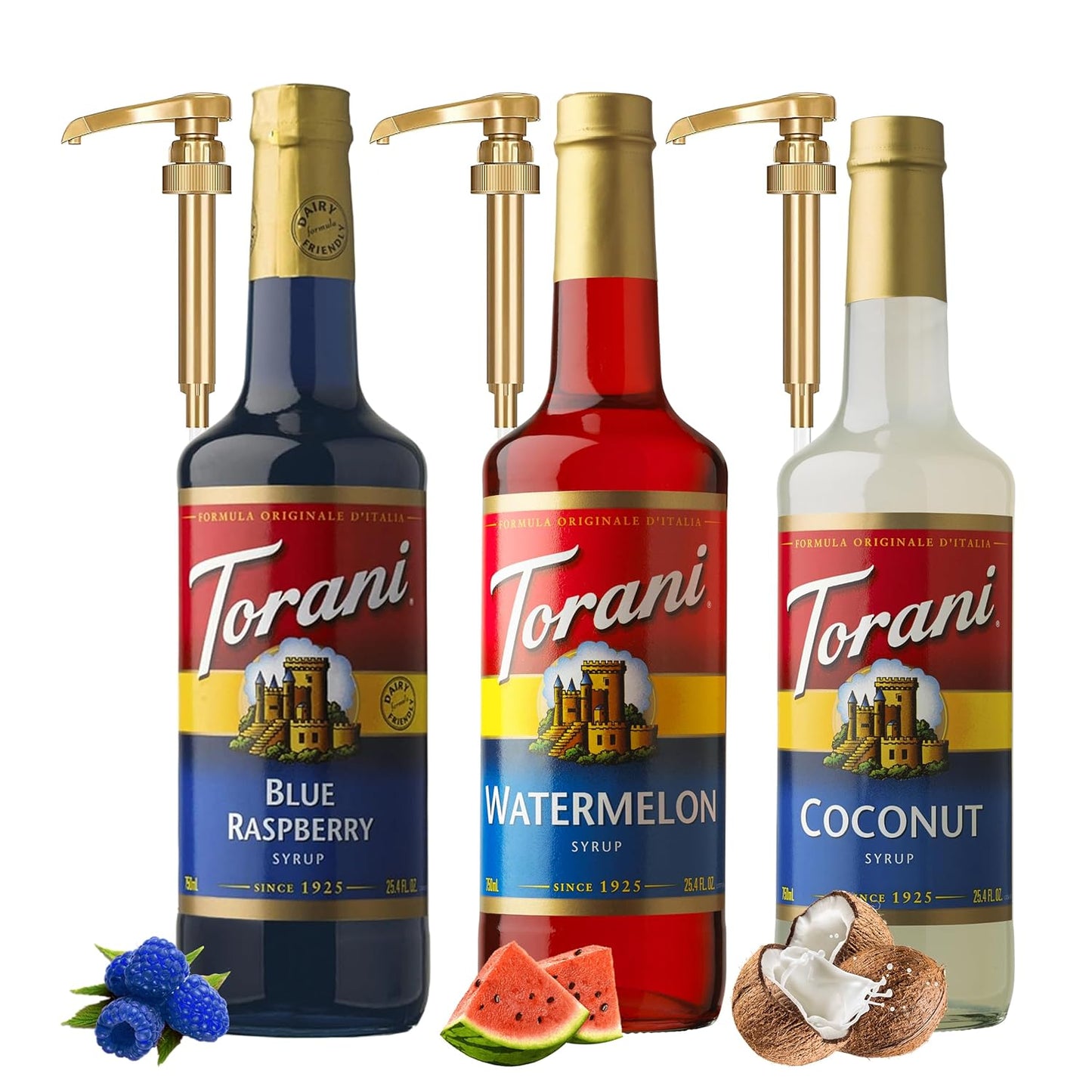 Summer Syrup 3 Pack with Jimoco Pump Dispensers for Drinks