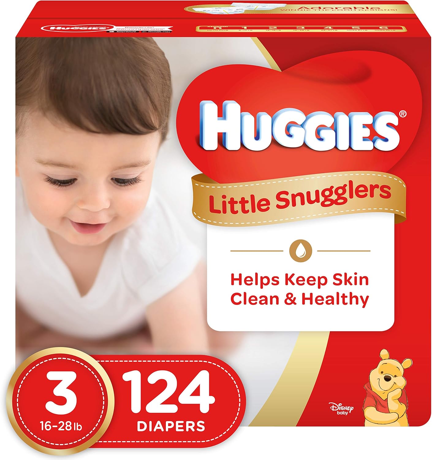 Huggies Little Snugglers Size 3 Diapers - 124 Count for Ultimate Comfort!