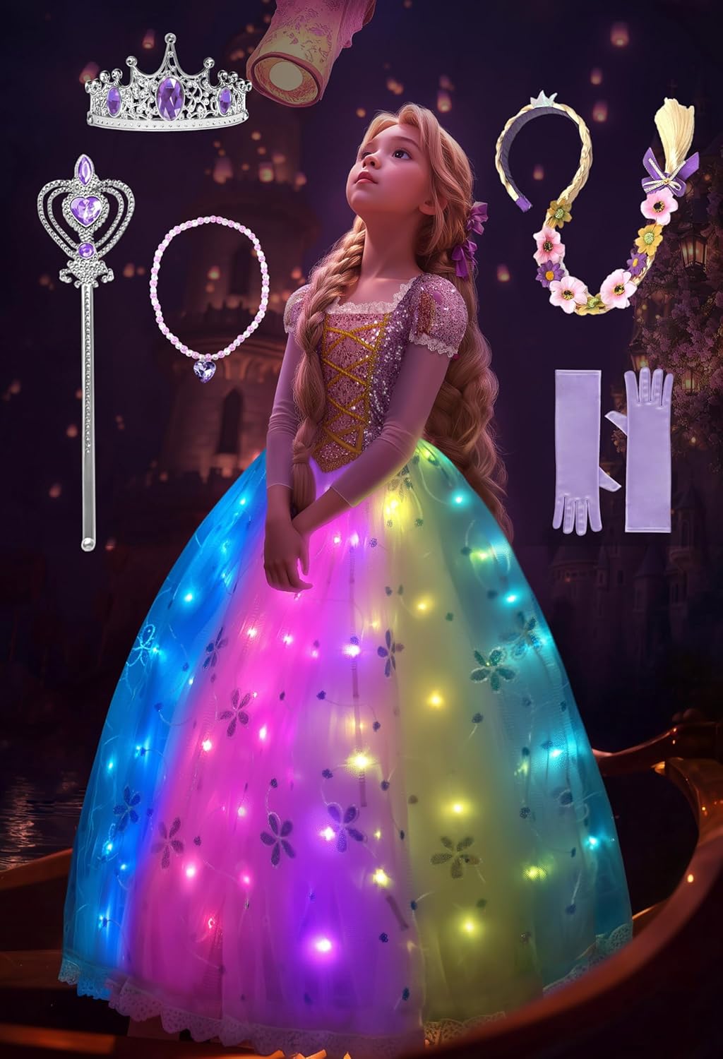 Light Up Princess Dress Up Clothes for Magical Kids Parties