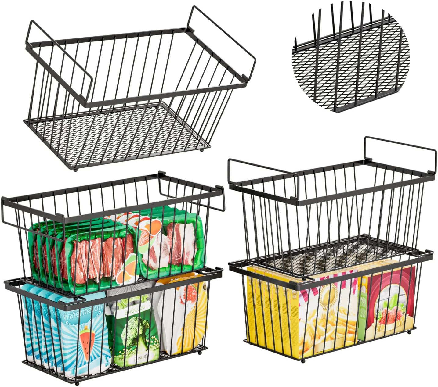 Enhanced Leak-Proof Bottom Freezer Organizer Bins for Storage