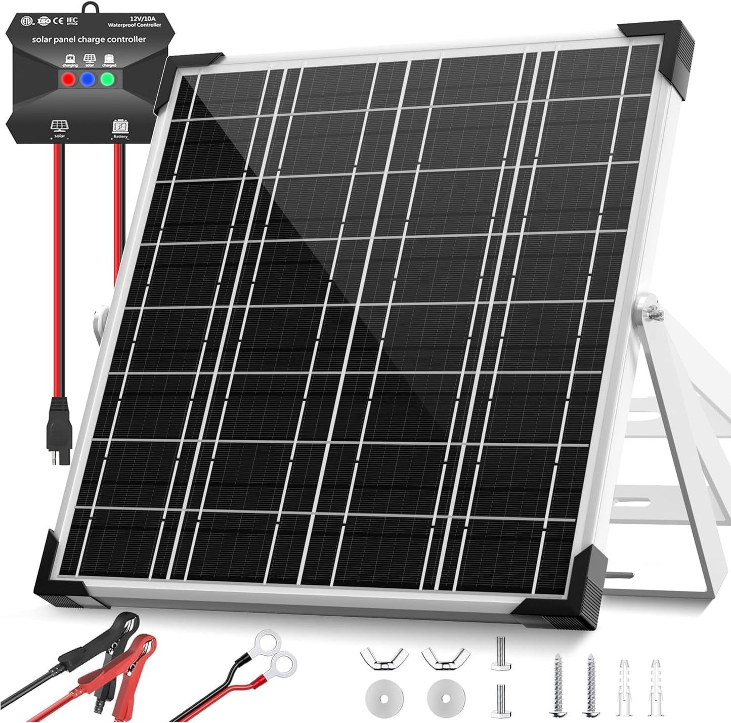 Voltset 20W Solar Panel Kit - Waterproof, Upgraded Controller
