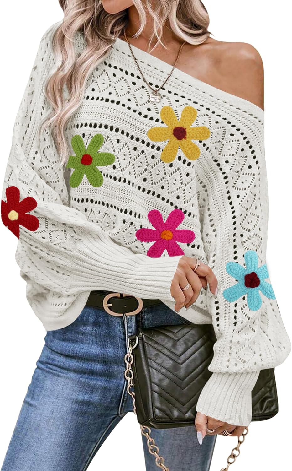 Cakulo Womens Off Shoulder Sweater Top for Trendy Fall Fashion