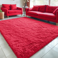 OLANLY 5x7 Machine Washable Area Rug - Soft Fluffy Shaggy Red
