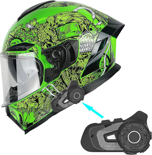 1Storm Motorcycle Full Face Helmet with Bluetooth Headset Bundle