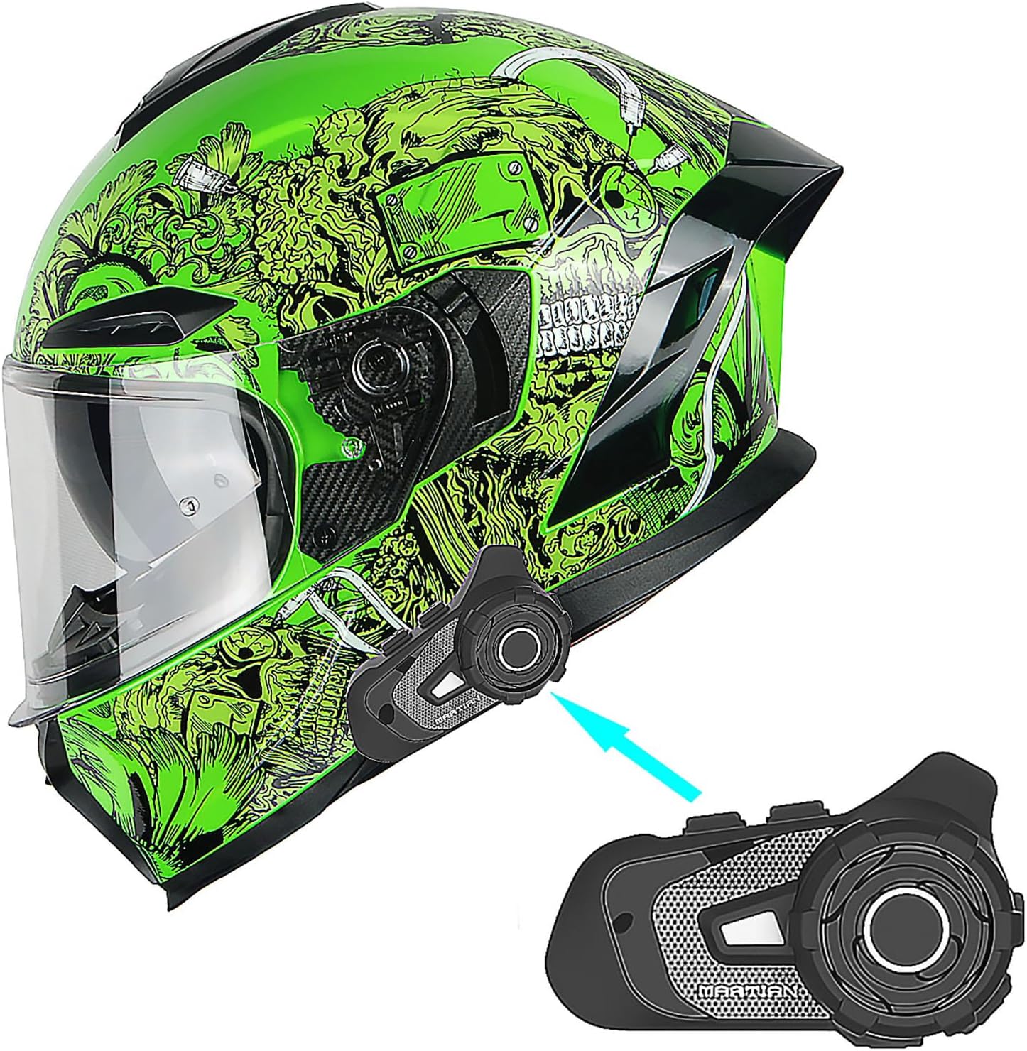 1Storm Motorcycle Full Face Helmet with Bluetooth Headset XL Size