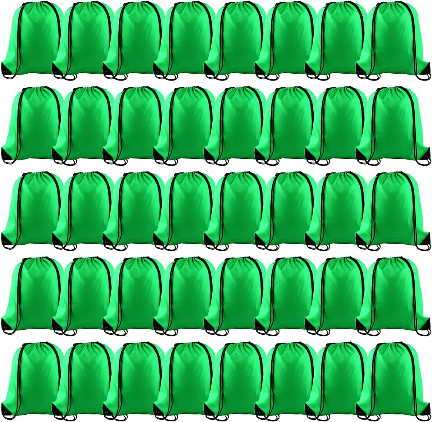KUUQA 50Pcs Green Drawstring Backpack for Gym and Travel