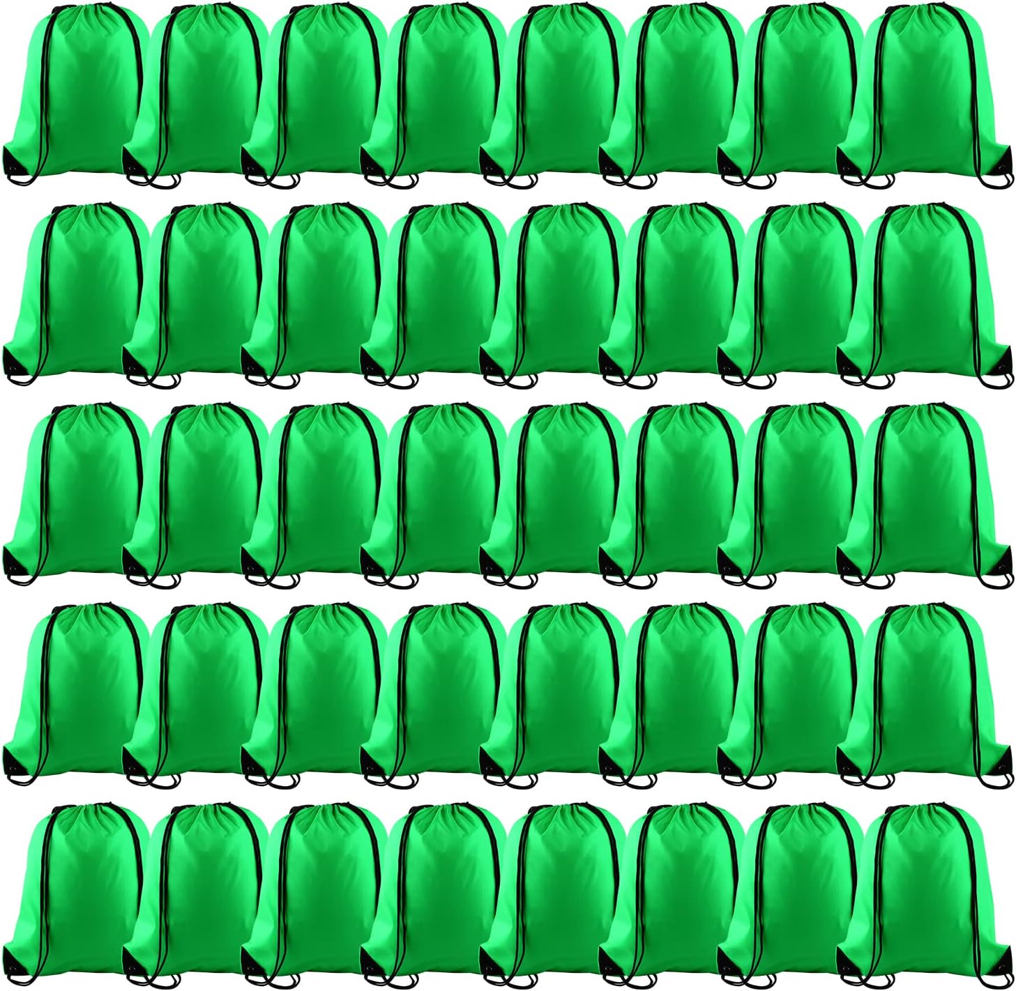 KUUQA 60Pcs Green Drawstring Backpack Bags for Gym Travel