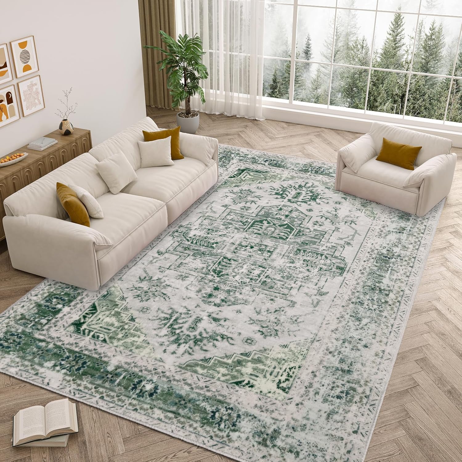 5x7 Area Rugs for Indoor Use, Washable Non-Slip Soft Carpet