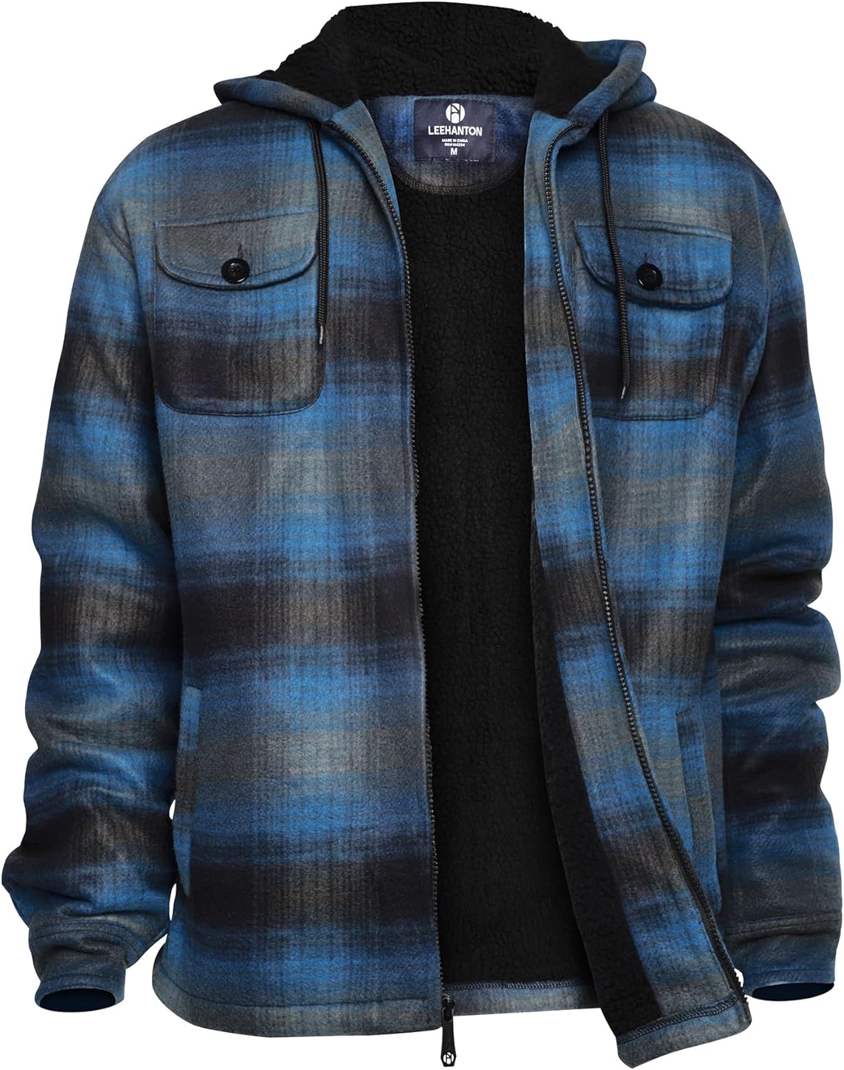Facitisu Hoodies for Men Sherpa Lined Heavyweight Flannel Jackets