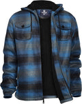 Facitisu Hoodies for Men Sherpa Lined Heavyweight Flannel Coat - Warm