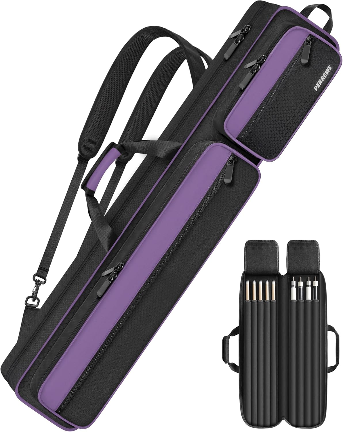 Pool Cue Case 4x5 with Multiple Pockets for Billiard Cues
