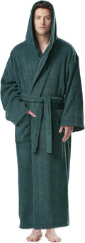 Arus Men's Hooded Classic Bathrobe Turkish Cotton Robe - Comfortable