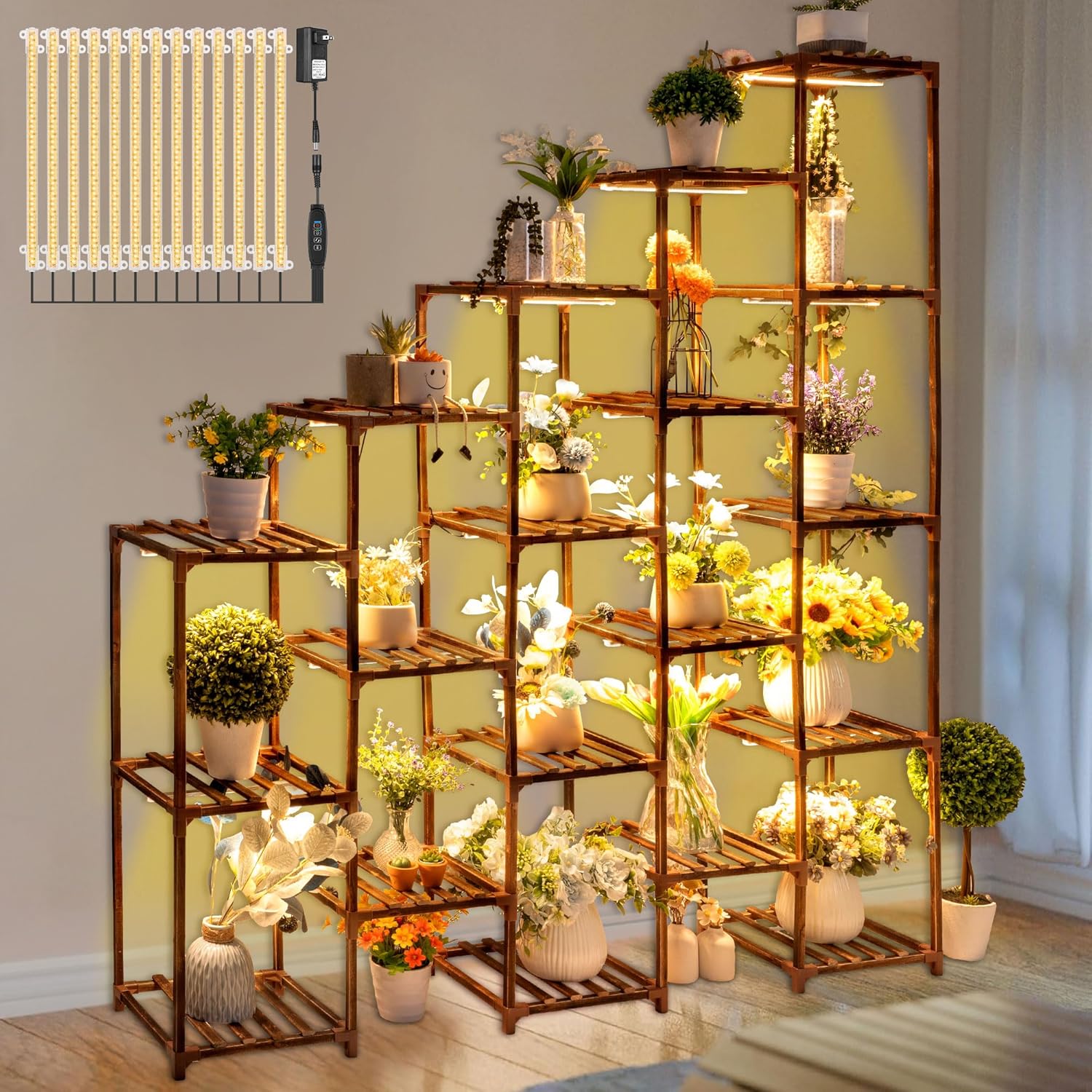 Dreyoo Plant Stand with Grow Lights for Indoor Plant Display