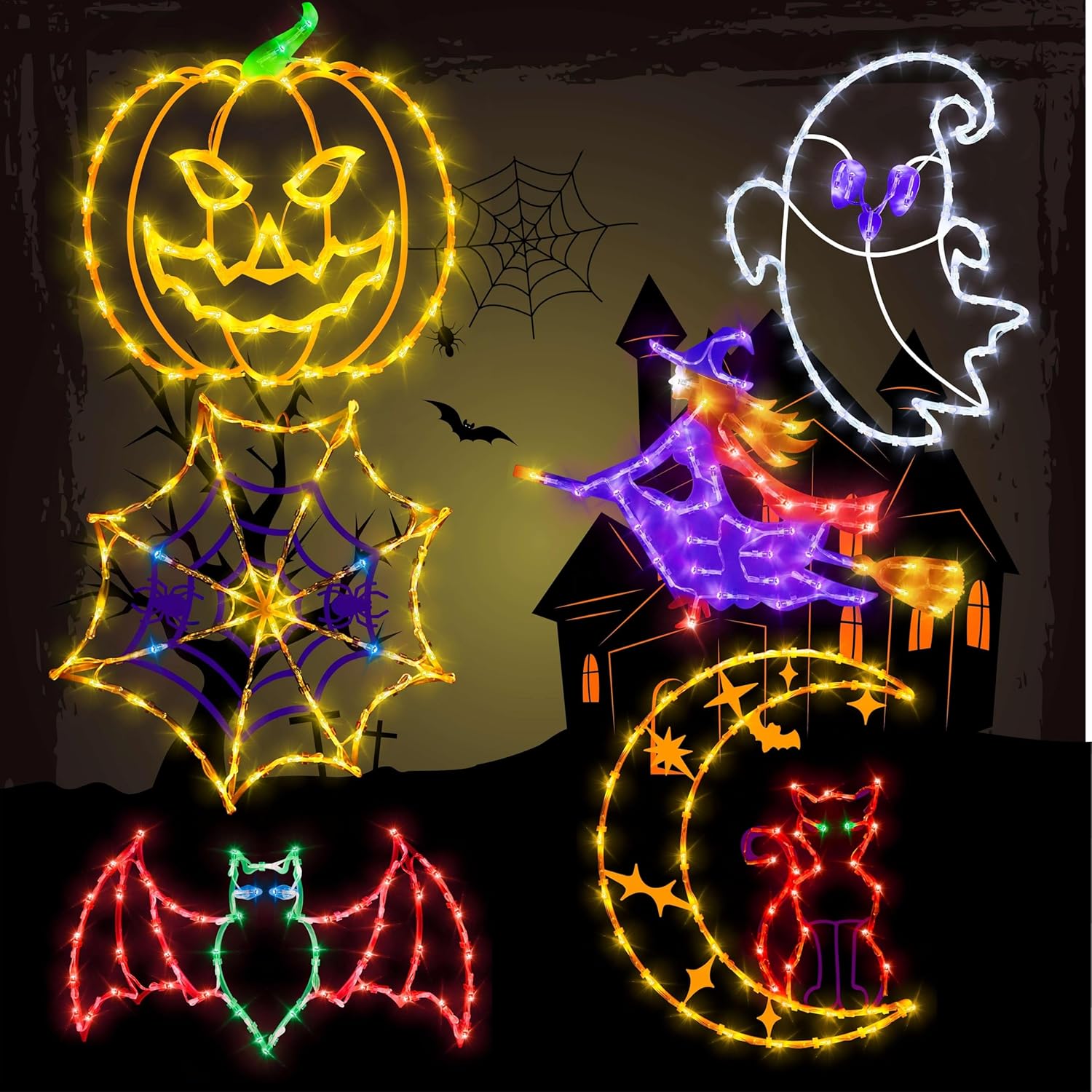 16 Inch Halloween Window Silhouette Lights for Festive Decor