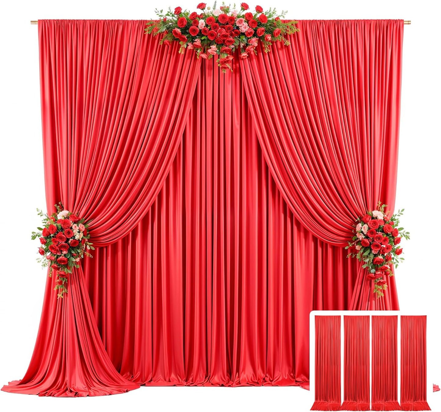 20ft x 10ft Red Backdrop Curtains for Stunning Events