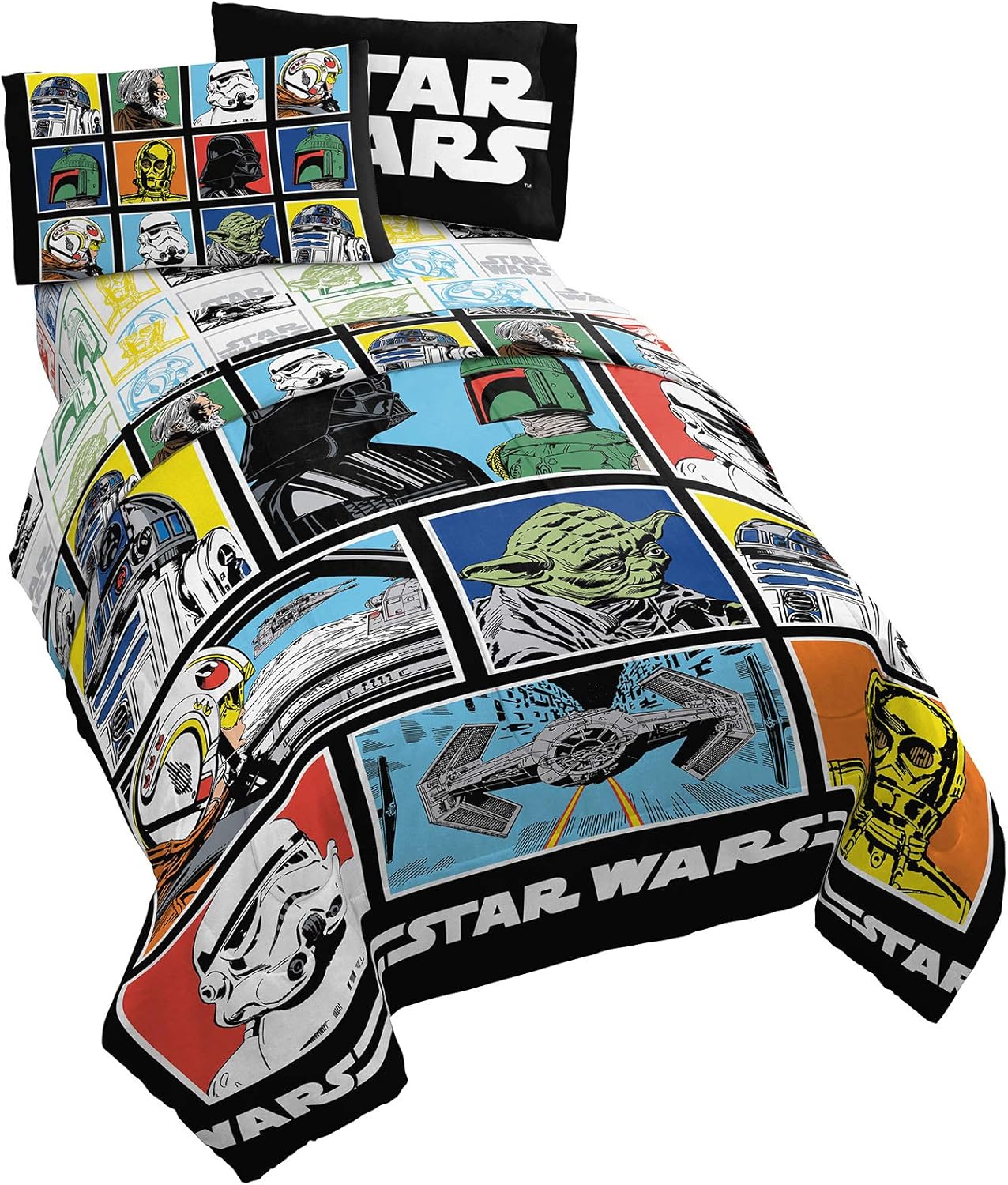 Jay Franco Star Wars Classic Grid 5 Piece Queen Bed Set