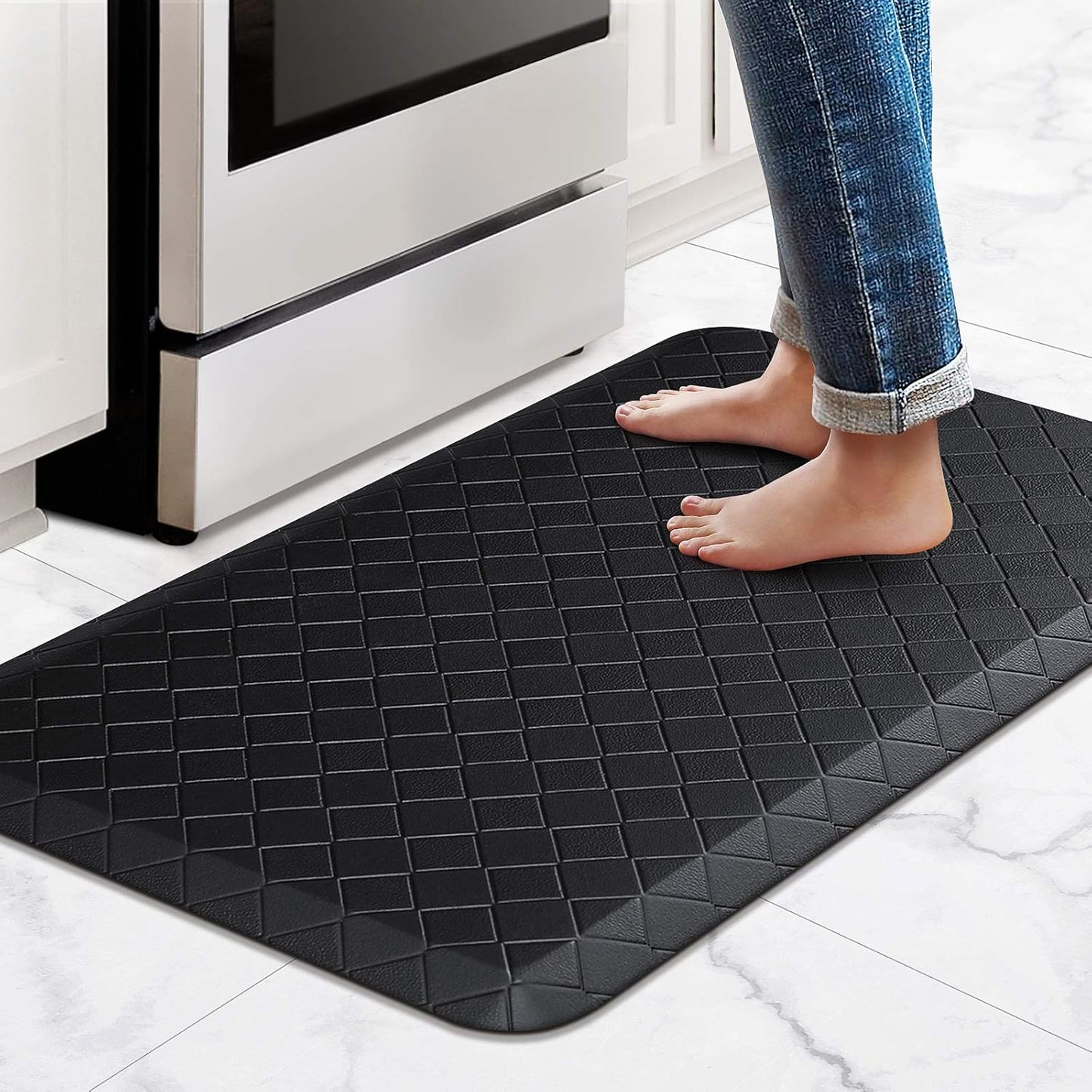 HappyTrends Anti-Fatigue Comfort Mat, Waterproof & Non-Slip, 17.3x28, Black