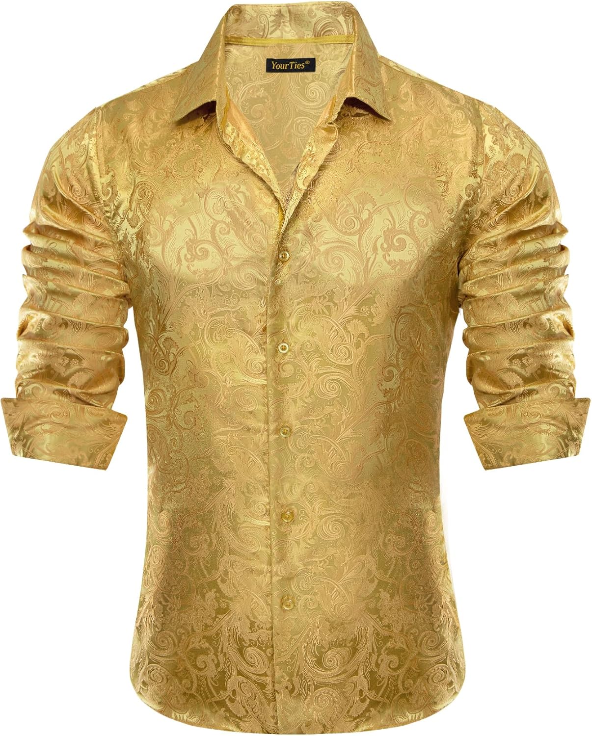 Mens Silk Paisley Dress Shirt for Weddings and Casual Events